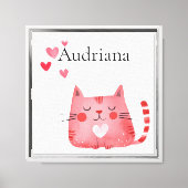 Toile Chat Coeurs roses (Recto)