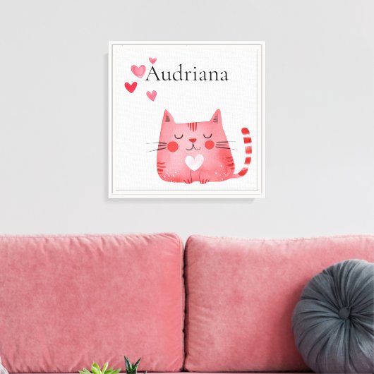 Toile Chat Coeurs roses (Insitu(Salon))