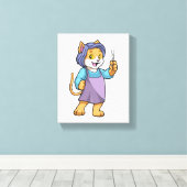 Toile Chat coiffeur avec ciseaux (Insitu (Plancher de Bois))