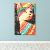 Toile Chat coloré - Art Abstrait gras (Insitu (Plancher de Bois))