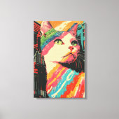 Toile Chat coloré - Art Abstrait gras (Recto)