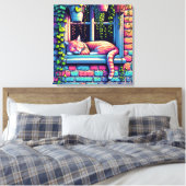 Toile Chat couché dans la fenêtre Sill Ai Art (Insitu(Chambre))