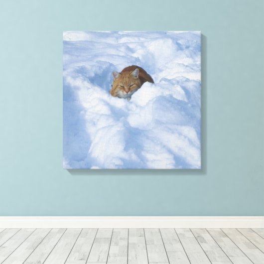 Toile Chat dans la neige (Insitu (Plancher de Bois))