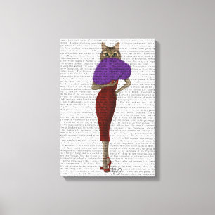 Toile Chat dans la robe rouge