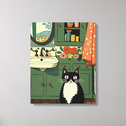 Toile Chat dans la salle de bain V11 (Recto)