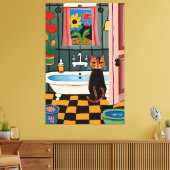 Toile Chat dans la salle de bain V16 (Insitu(Salon))
