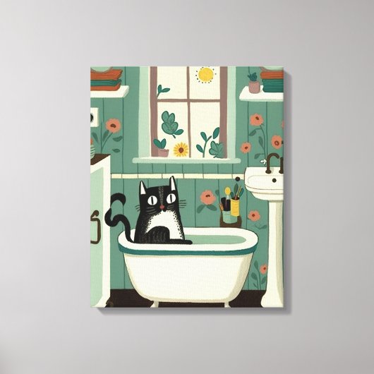 Toile Chat dans la salle de bain V17 (Recto)