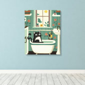 Toile Chat dans la salle de bain V17 (Insitu (Plancher de Bois))