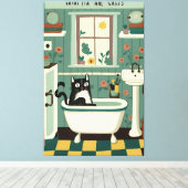 Toile Chat dans la salle de bain V17 (Insitu (Plancher de Bois))