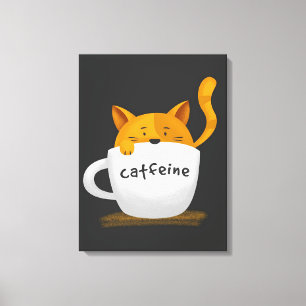 Toile Chat dans la tasse de café Canvas