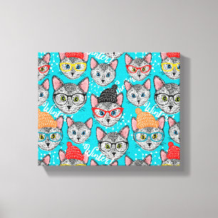 Toile Chat dans le casquette