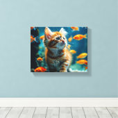 Toile Chat dans les toiles d'aquarium (Insitu (Plancher de Bois))