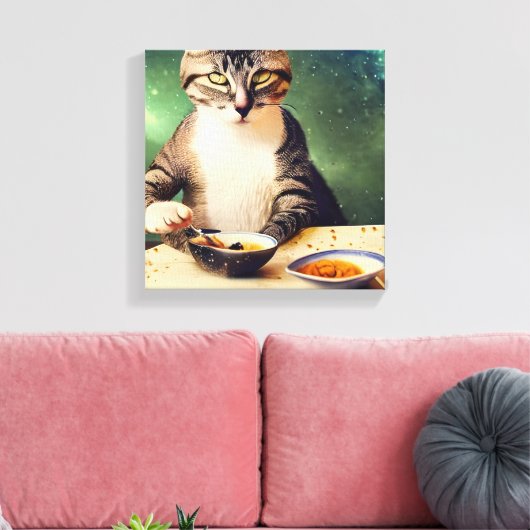 Toile Chat dans l'espace manger du Sushi (Insitu(Salon))