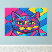 Toile Chat d'art pop géométrique (Insitu (Plancher de Bois))