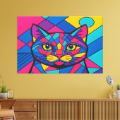 Toile Chat d'art pop géométrique (Insitu(Salon))