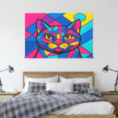 Toile Chat d'art pop géométrique (Insitu(Chambre))