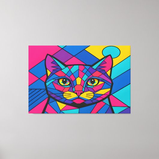 Toile Chat d'art pop géométrique (Recto)