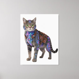 Toile Chat de circuit cyberpunk – Bête de technologie né