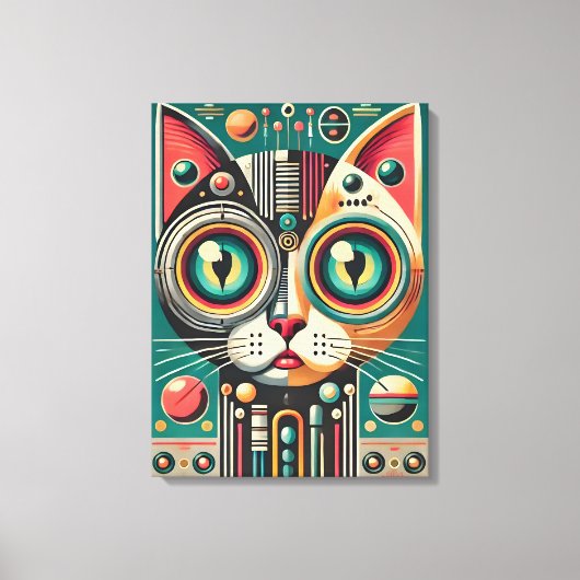 Toile Chat de circuit rétro-futuriste du milieu du siècl (Recto)