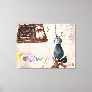 Toile Chat de l'école de magie mignon Miaou