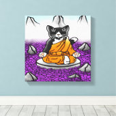 Toile Chat de méditation bouddhiste Tuxedo (Insitu (Plancher de Bois))