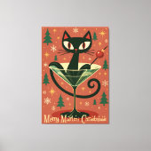 Toile Chat de Noël Merry Martini de milieu de siècle (Recto)