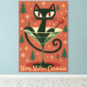 Toile Chat de Noël Merry Martini de milieu de siècle (Insitu (Plancher de Bois))