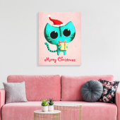 Toile Chat de Noël mignon (Insitu(Salon))