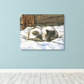 Toile Chat dormir sur un lit à Claude Monet (Insitu (Plancher de Bois))