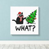 Toile Chat drôle Ce Chat Noir Poussant Arbre de Noël T- (Insitu (Plancher de Bois))