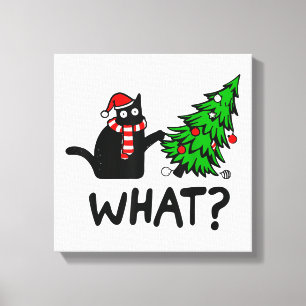 Toile Chat drôle Ce Chat Noir Poussant Arbre de Noël T-