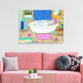 Toile Chat drôle dans le bain Chat 665 (Insitu(Salon))