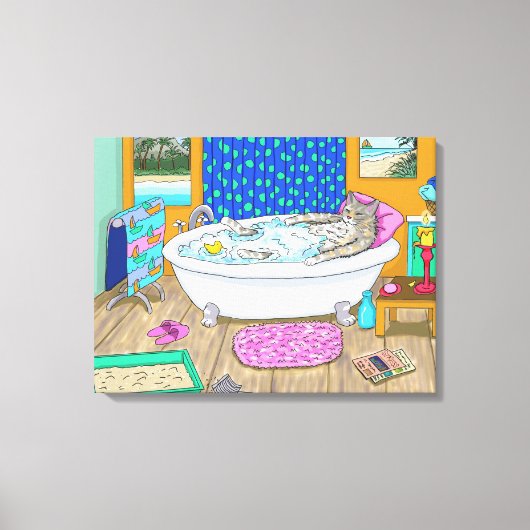 Toile Chat drôle dans le bain Chat 665 (Recto)