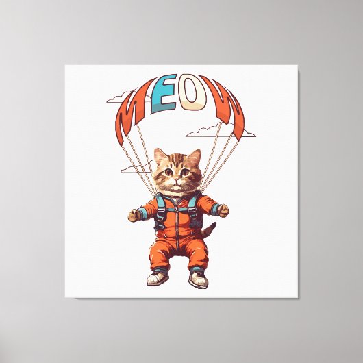 Toile Chat drôle de parachutisme (Recto)