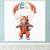 Toile Chat drôle de parachutisme (Insitu (Plancher de Bois))