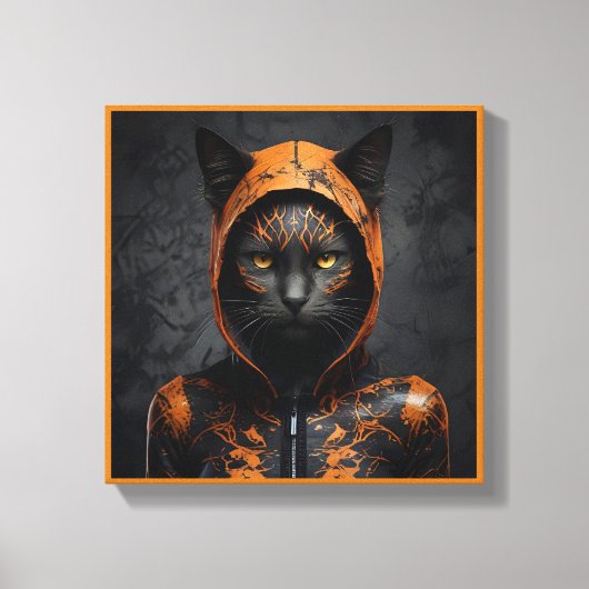 Toile Chat éffrayant d'Halloween caché (Recto)