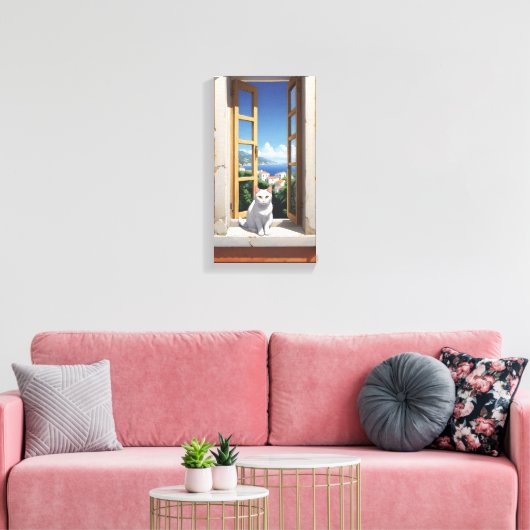 Toile Chat en Italie Canvas Wall Art (Insitu(Salon))