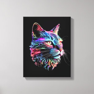 Toile Chat en néon coloré mignon