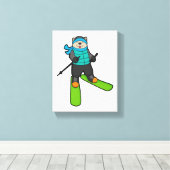 Toile Chat en Skier avec Ski (Insitu (Plancher de Bois))