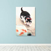 Toile Chat et bol à poissons rouges (Insitu (Plancher de Bois))