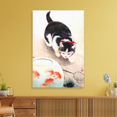 Toile Chat et bol à poissons rouges (Insitu(Salon))