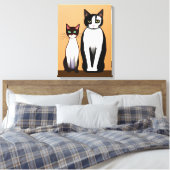 Toile Chat et chaton noir et blanc rétro moderne (Insitu(Chambre))