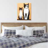 Toile Chat et chaton noir et blanc rétro moderne (Insitu(Chambre))