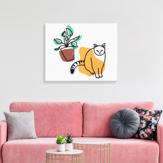 Toile Chat et le plante (Insitu(Salon))