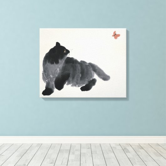 Toile Chat et papillon (Insitu (Plancher de Bois))