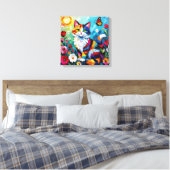 Toile Chat et papillon colorés (Insitu(Chambre))