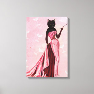 Toile Chat flamand en rose