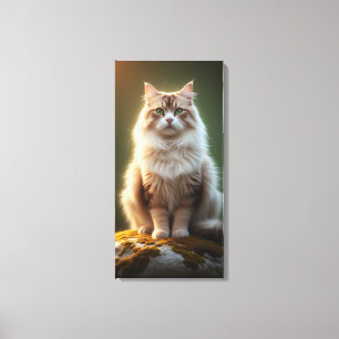 Toile Chat Fluffy Majestueux – Félin aux Yeux Verts Sere
