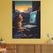 Toile Chat Gamer Retro | Jeu d'art Pixel 8 bits (Insitu(Salon))
