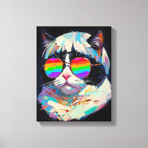 Toile Chat Gras Cool (Peinture #1 / Noir)